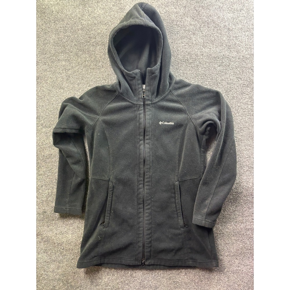 Columbia Fleece Hoodie Women Medium Black Full Zip Outdoor Jacket